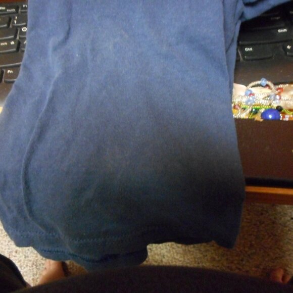 little boy's, sz Medium, blue tee, short sleeves, FRUIT OF THE LOOM - Picture 2 of 5